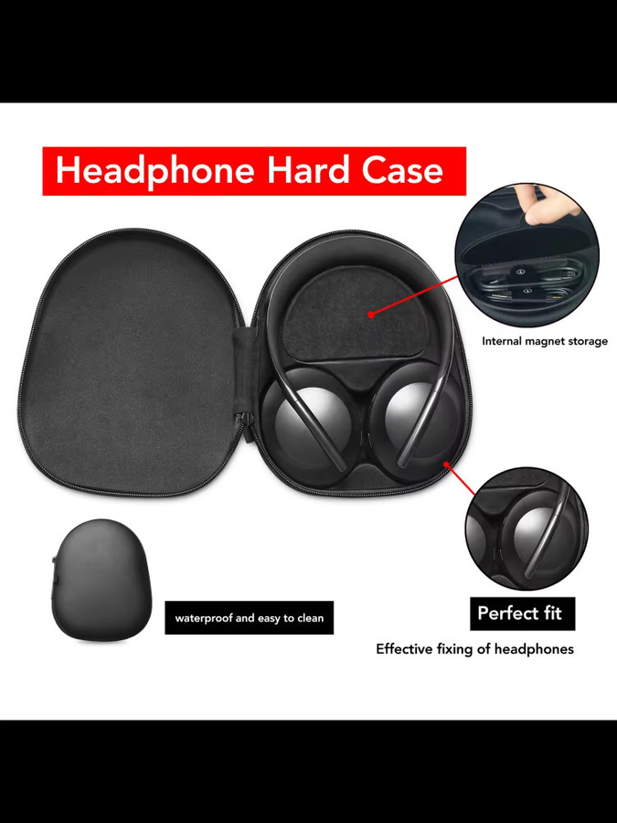 Hartschalen-Kopfhörer-Reisetasche in Schwarz für Bose QC35, QC35II, QC25, QCSE und AE2 Modelle - Bild 7