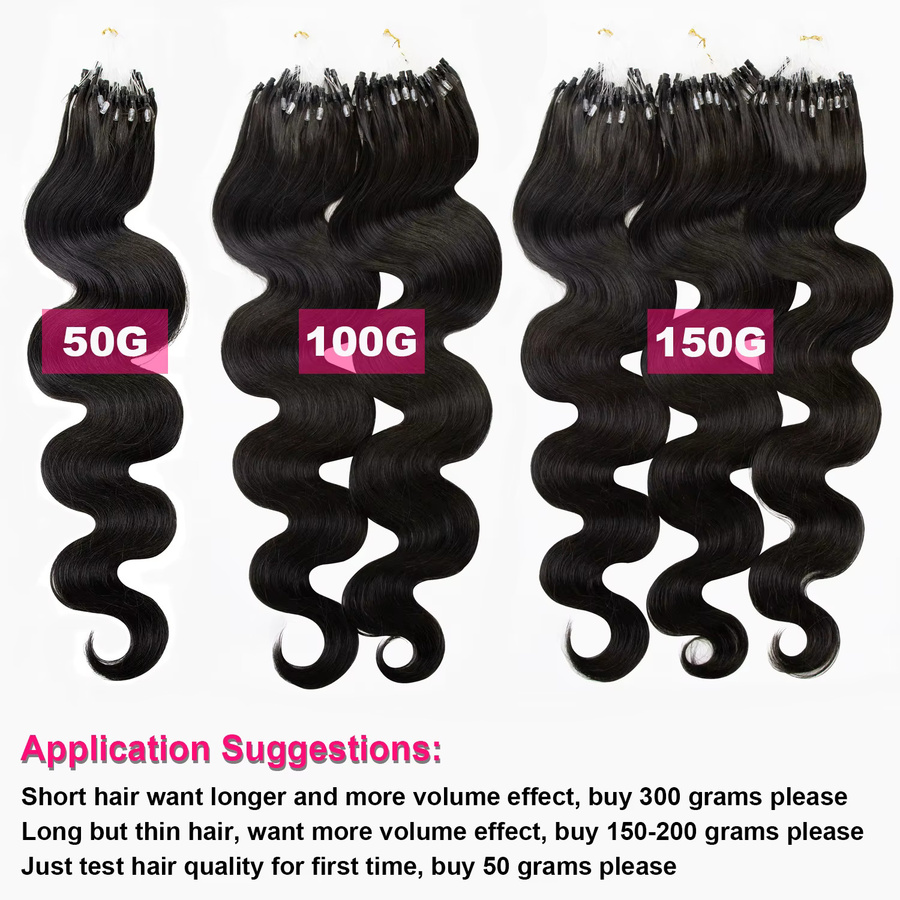 mayfive Micro Link Haarverlängerung Echthaar, Body Wave, 50g - Bild 6