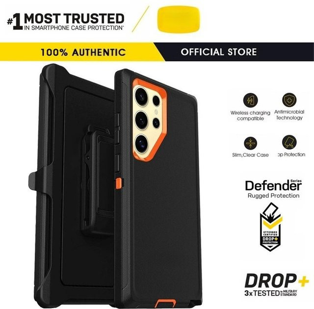 Ott-Box Defender Pro Series Hartschalenhülle für Samsung S23, S24 und S25 Ultra, stoßfest und sturzgeschützt, vollständige Rückenabdeckung, Farben: Pink oder Black - Bild 1