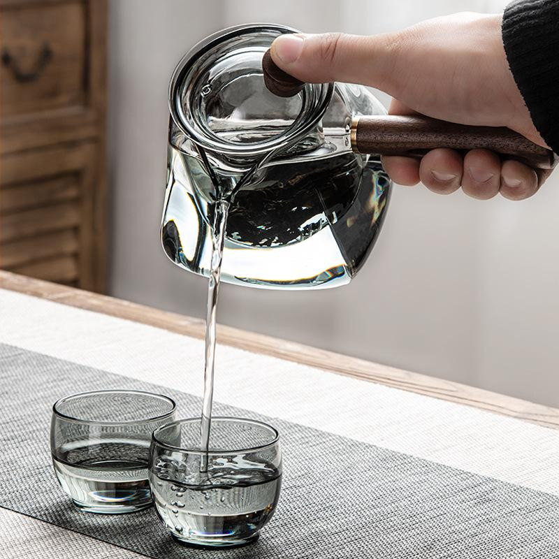 Hitzebeständige Teekanne aus Mufeng-Glas im japanischen Stil mit Filtereinsatz in Transparent und Grau - Bild 3