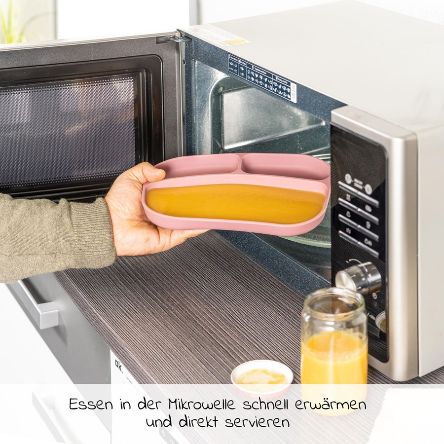 MiaMia Esslern-Teller aus Silikon für Babys in Pink, Durchmesser: 23,5 cm - Bild 3
