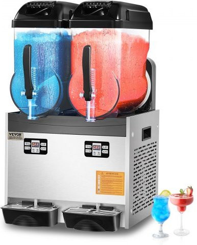 VEVOR Slush-Maschine mit 2 Doppeltanks und Kompressor, 24 l Gesamtkapazität, Silber - Bild 1
