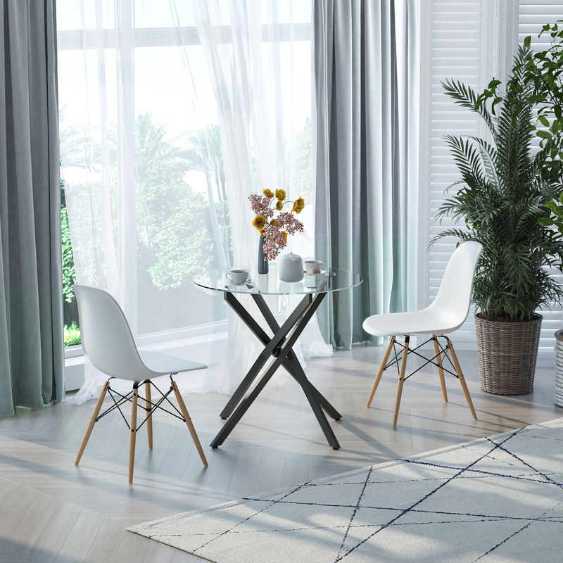 HOMCOM Couchtisch rund aus Glas und Metall in Schwarz, moderner Beistelltisch mit Sicherheitsglas, Durchmesser: 80 cm, Höhe: 75 cm - Bild 2