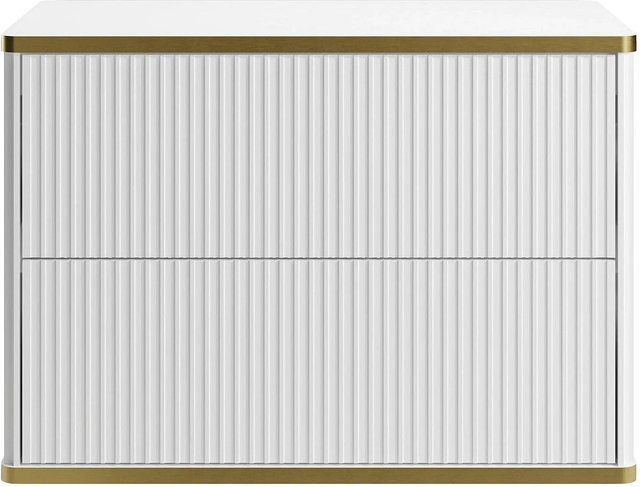 Waschbeckenunterschrank Keliza von Vente-unique in Weiß mit Gold-Akzenten im Art-déco-Stil, Breite: 80 cm, Tiefe: 47 cm, Höhe: 54 cm - Bild 1