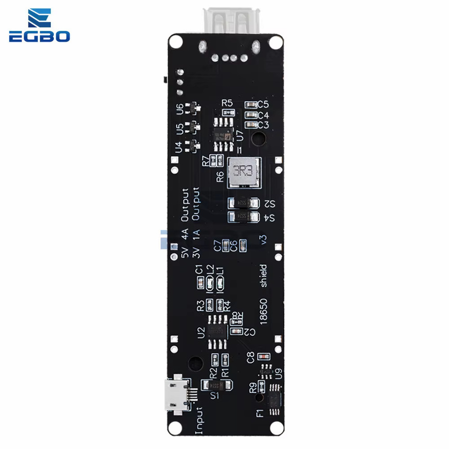 EGBO V8 Mobile Power Expansion Board Modul für 18650 Lithium-Batterien, Schwarz, Micro USB, 5V/3A und 3V/1A für Arduino, ESP32 und ESP8266 - Bild 3