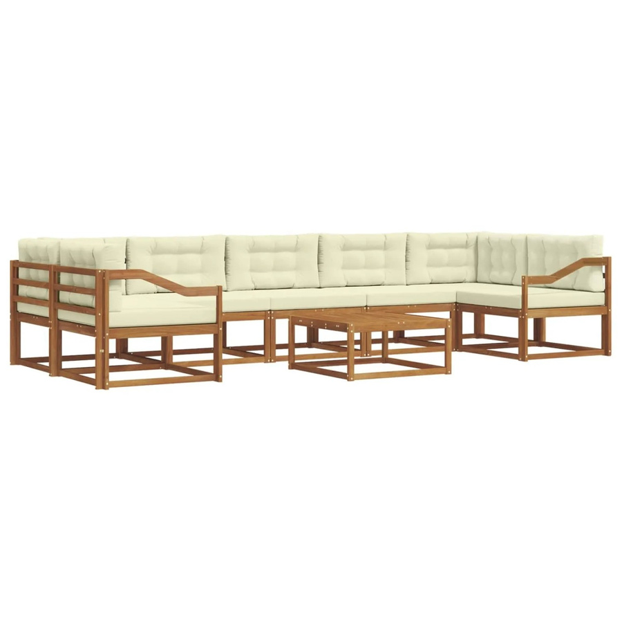 vidaXL Outdoor-Sofagarnitur L-Form aus Akazienholz mit 8 Kissen in Natur und Beige - Bild 2
