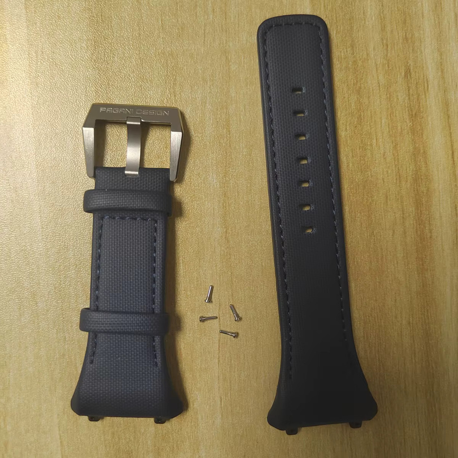 Pagani Design Uhrenarmband Leder, Edelstahl, Schwarz, Unisex - Bild 2