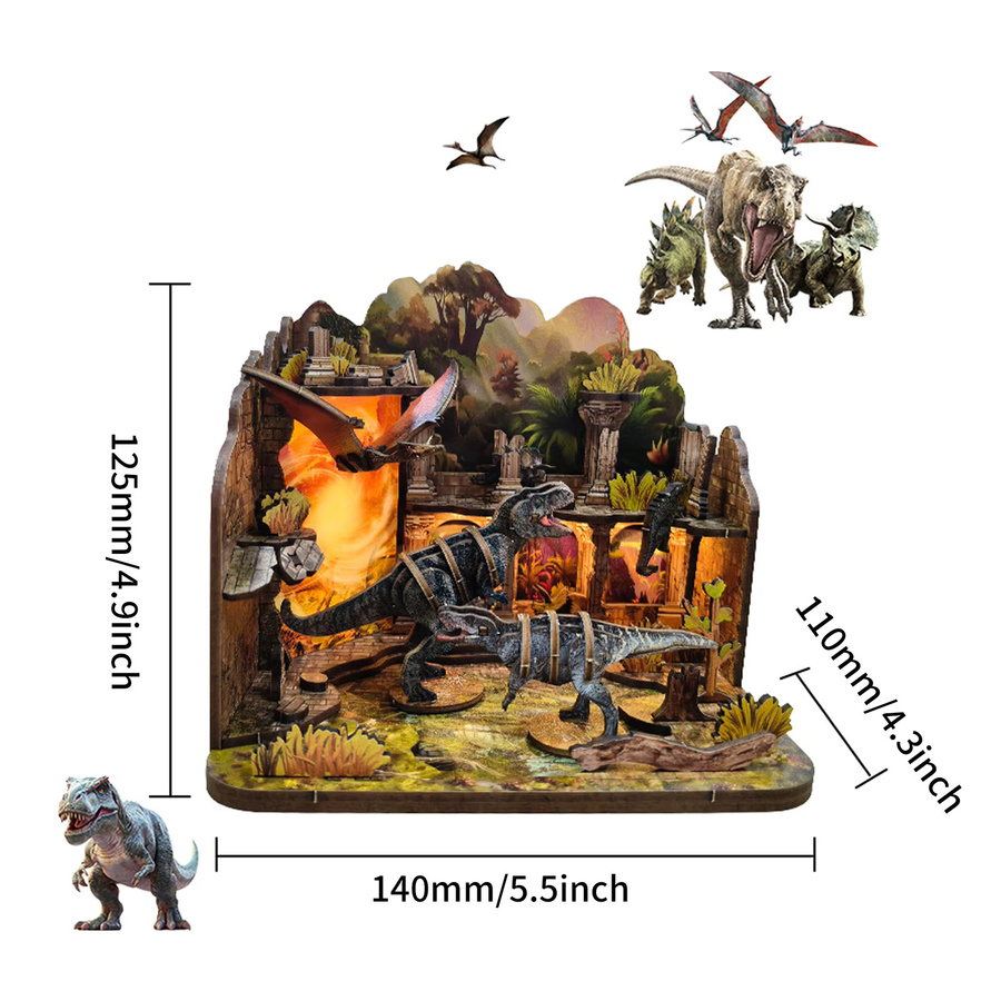 Music Park Dinosaurier-Doomsday-Bücherregal, 3D-Holzpuzzle, mit Beleuchtung - Bild 2