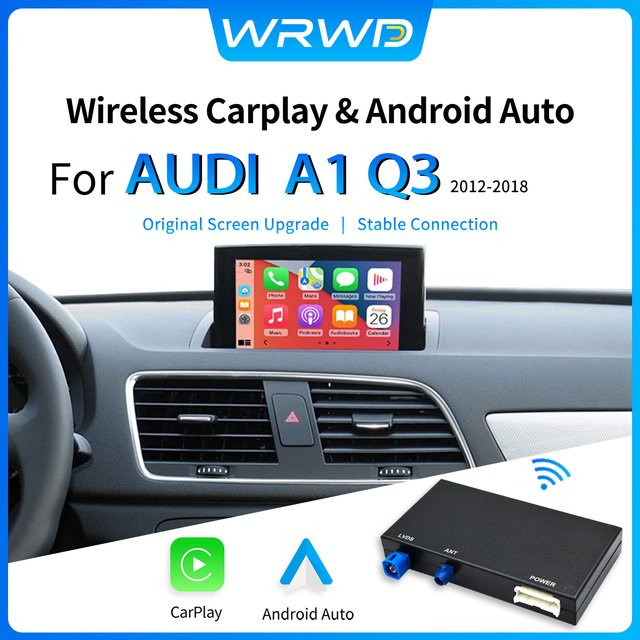WRWD Kabelloses CarPlay und Android Auto Interface für Audi A1 und Q3 (2012-2018) mit MMI 2G/3G HN+ RMC, AirPlay und Mirror Link, Schwarz - Bild 1