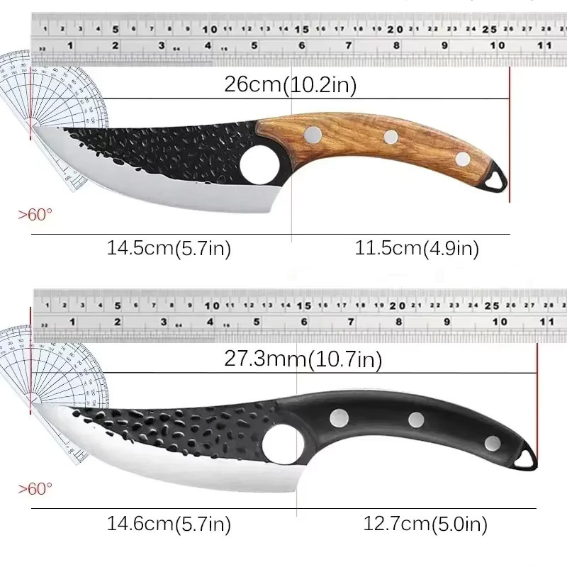 ANYOHOE Handgefertigtes Ausbeinmesser aus geschmiedetem 5Cr15 Edelstahl mit Holzgriff in Silber und Braun - Bild 2