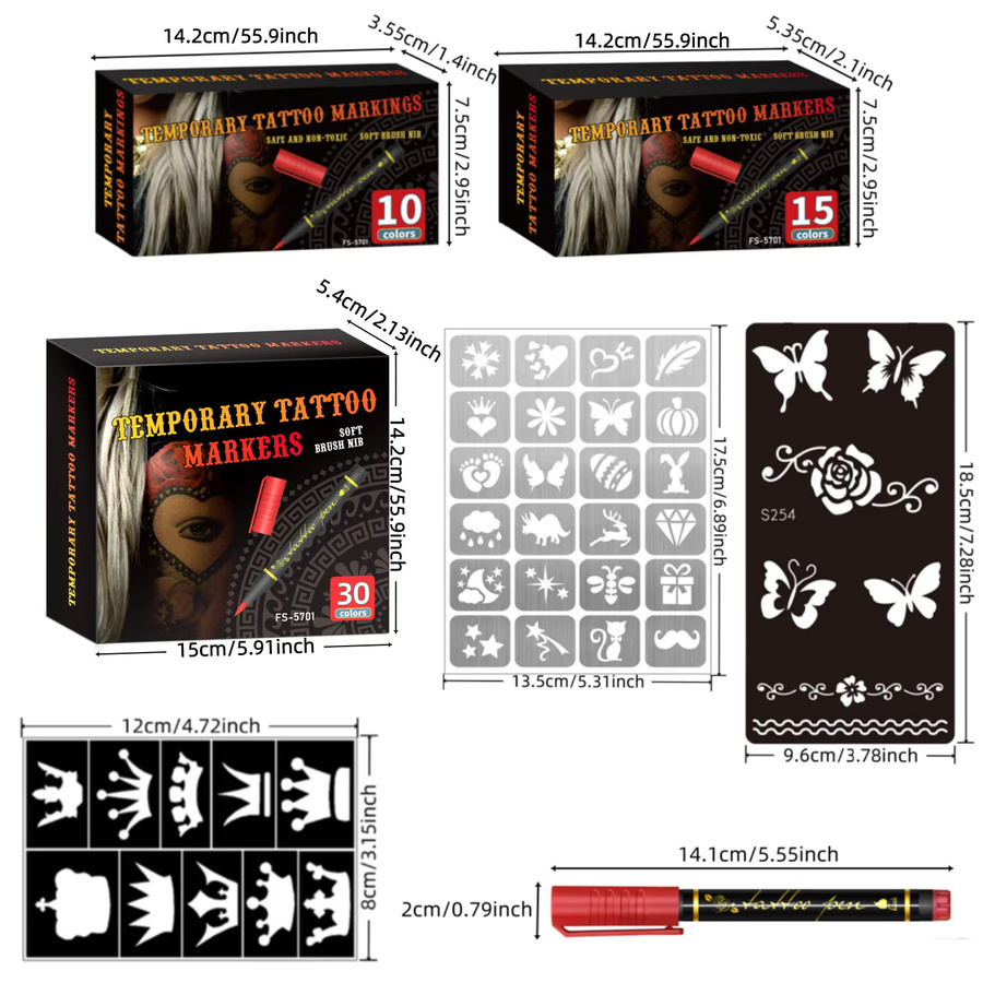 Kolorowys Temporäre Tattoo-Marker, 10 Farben, Set, Bunt / Mehrfarbig - Bild 6
