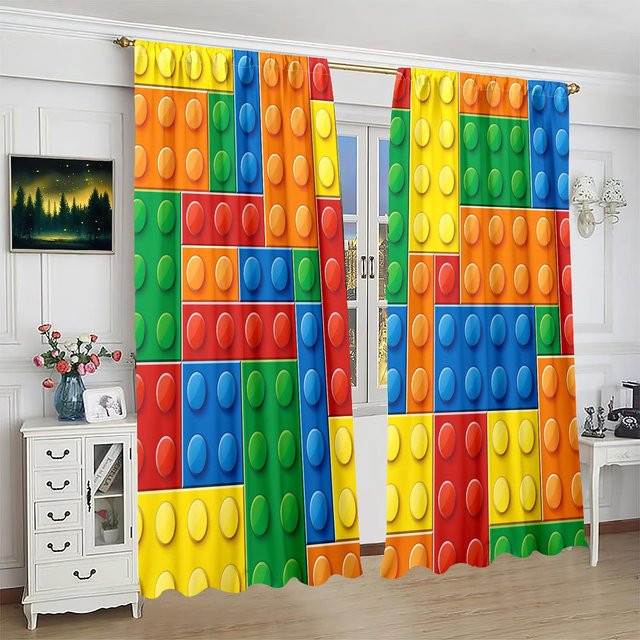 2er-Set Vorhang von Yiran Furniture mit Farbfeld-Print aus Polyester, halbtransparent, Mehrfarbig, Breite: 76,2 cm, Höhe: 165,1 cm - Bild 1