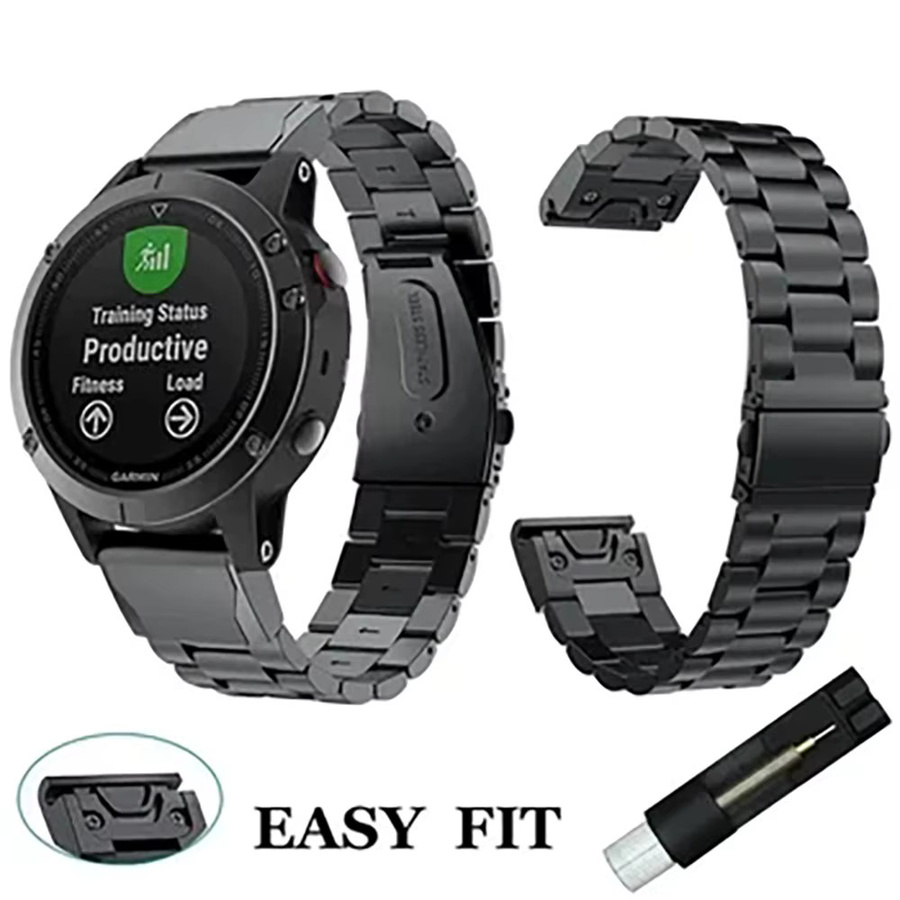 QCTOG Uhrenarmband Edelstahl, Schwarz, Unisex, 22mm 26mm - Bild 5