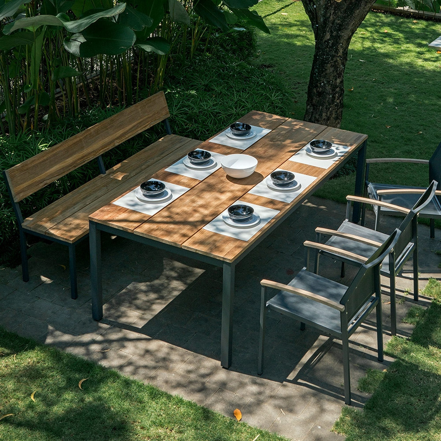 Zebra ALEX Gartentisch aus Aluminium und Teak in Grau und Braun B/T: 220 x 100 cm - Bild 3