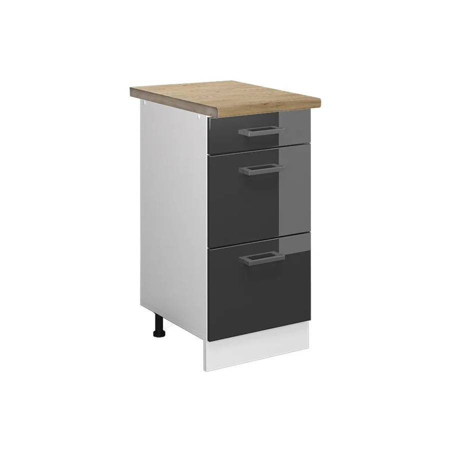 Vicco Küchenunterschrank R-Line in Anthrazit Hochglanz und Weiß mit Schubladen, Breite: 40 cm, Tiefe: 60 cm, Höhe: 81,6 cm - Bild 2