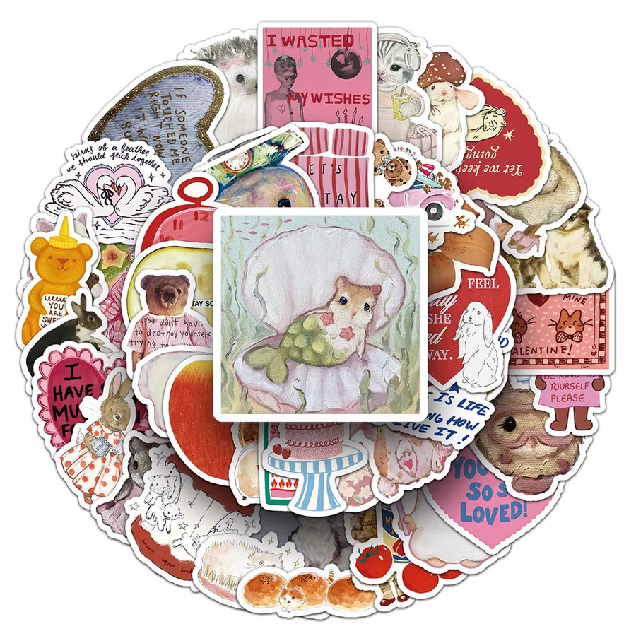 50 Stück Bandai Vintage Tiermuster Sticker mit lustigen Cartoon Motiven in Multicolour für Laptop, Gepäck und Handy - Bild 2