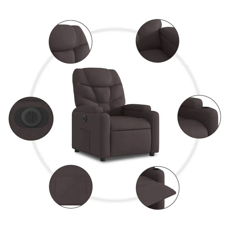 Vidaxl Elektrischer Relaxsessel in Braun mit Stoffbezug im modernen Design - Bild 4