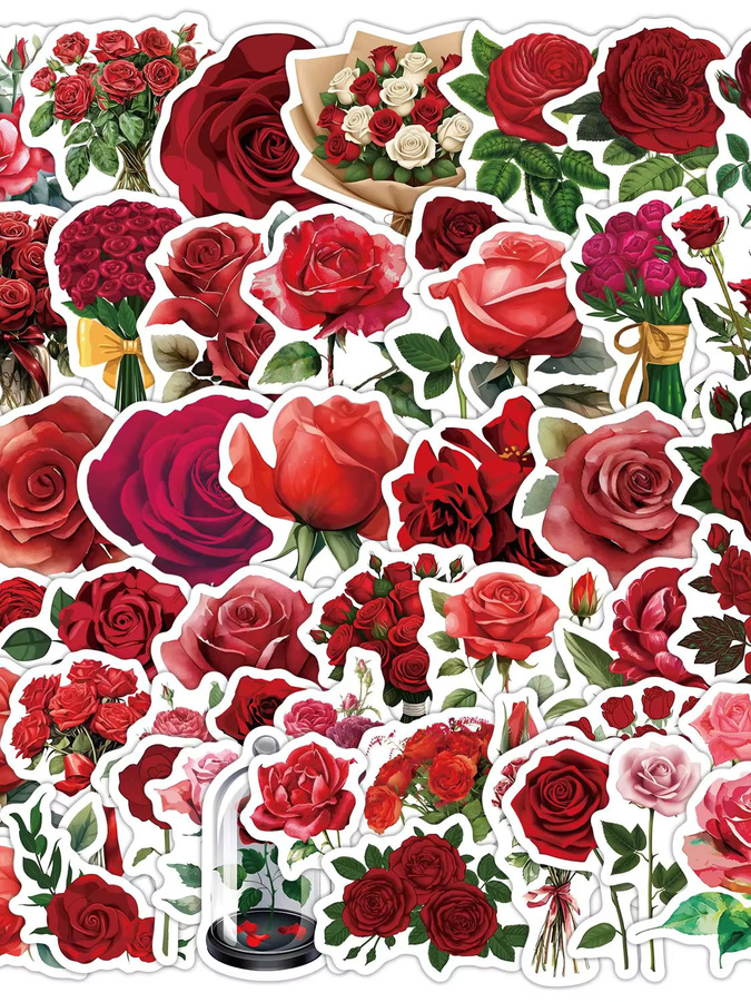 GOGOTU Rosen-Blumen Graffiti-Aufkleber, Rote Blumen, 50-teiliges Set - Bild 7