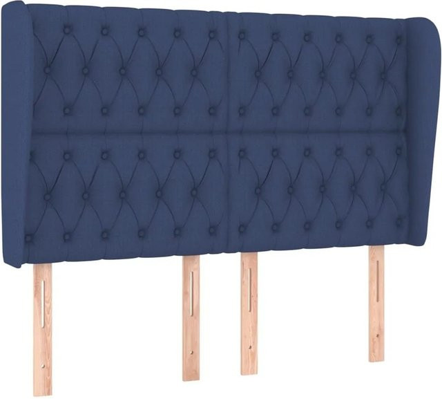 vidaXL Kopfteil mit Ohren in Blau aus Stoff, B/T/H: 163 x 23 x 118 cm - Bild 1