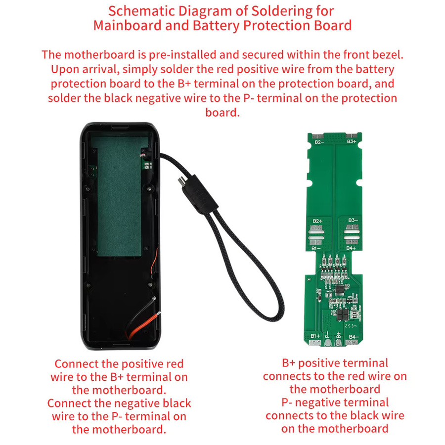 DIY-Kit Powerbank-Gehäuse 100 W PD-Schnellladung für 4-Zellen-21700-Batterien mit integriertem USB-C Kabel in Grau - Bild 4