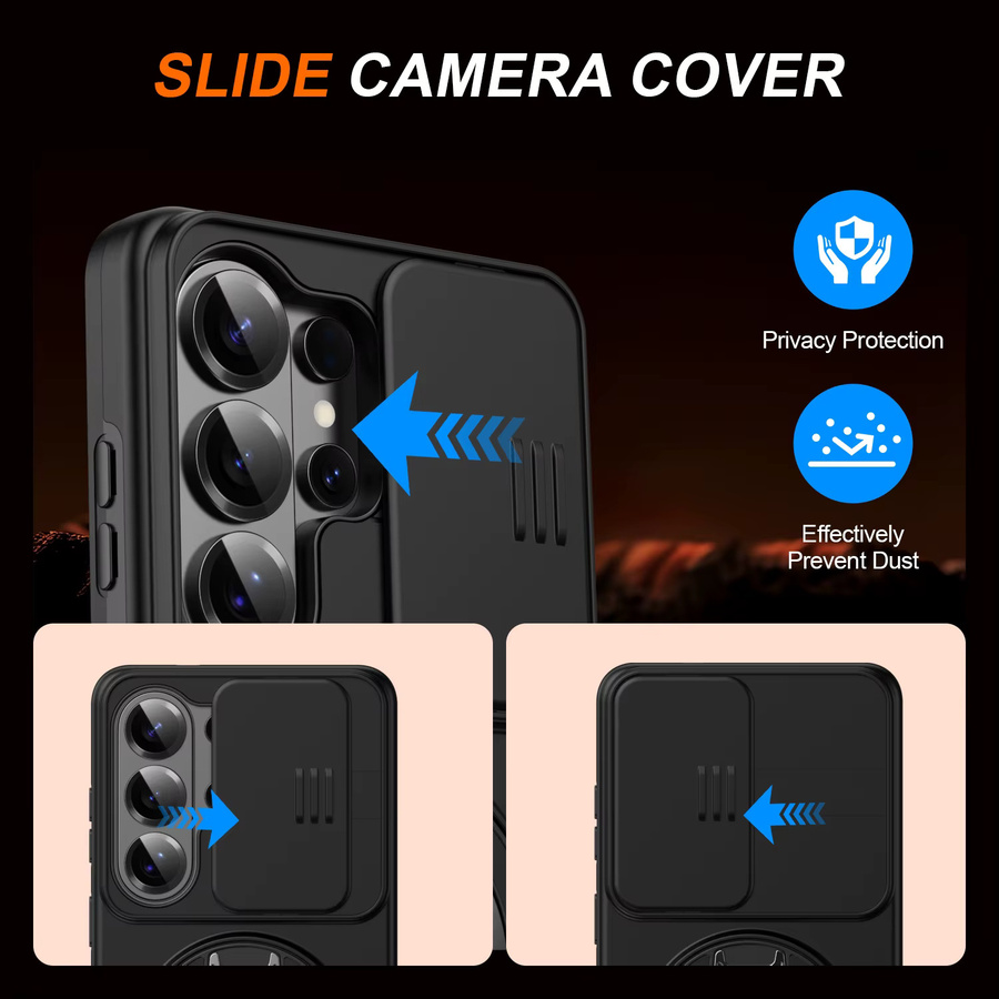 CYYWN Magnetische Handyhülle für Samsung Galaxy S26 S25 S24 S23 S22 Ultra Plus mit 360 Grad drehbarem Ständer und Kameraschutz, Schwarz, MagSafe kompatibel - Bild 3