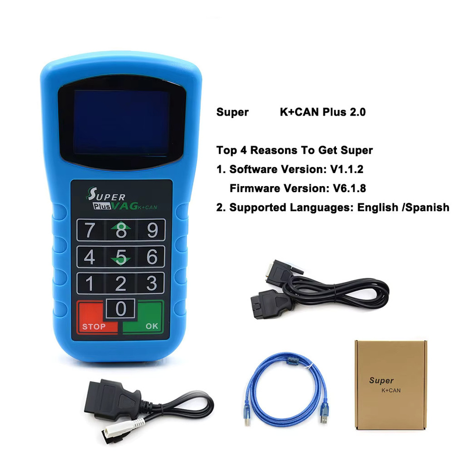 YIQIXIN Super VAG K CAN Plus 2,0/4,8 OBD2 Diagnosegerät für Audi VW Skoda Seat in Blau mit Pin Code Reader, Airbag Reset und Schlüssel Programmierer - Bild 4