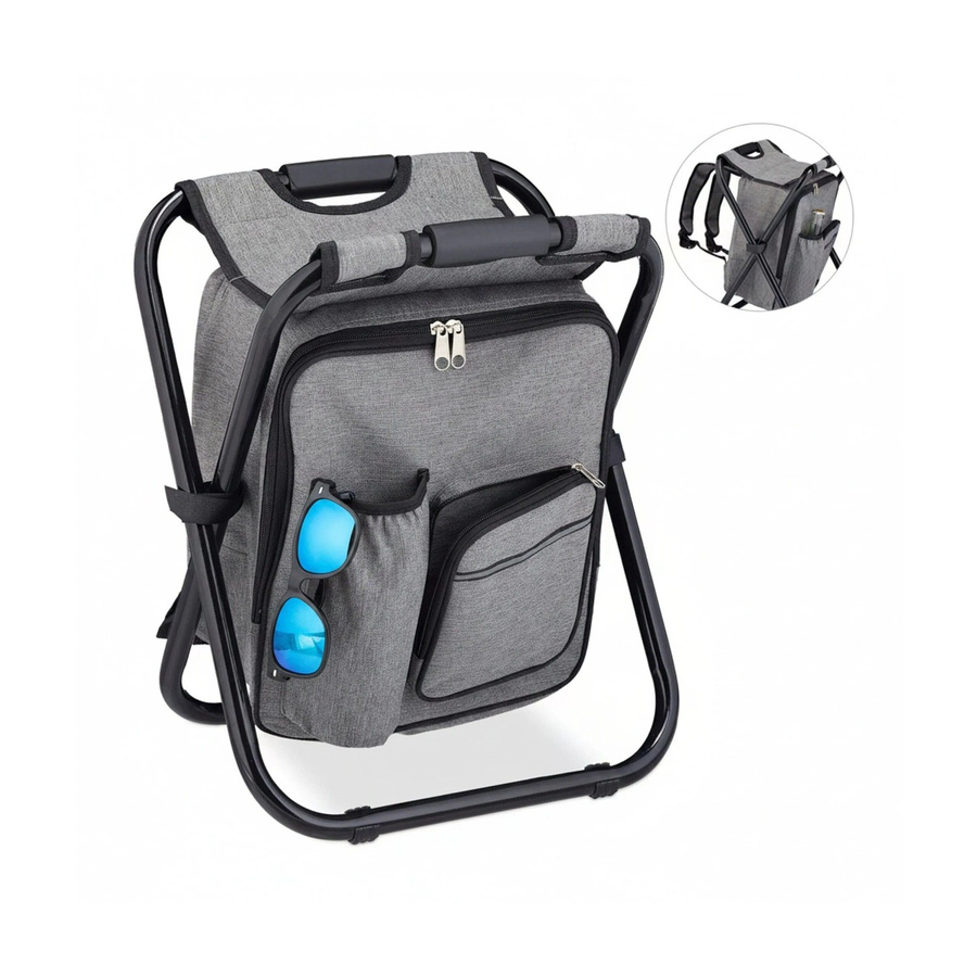 Relaxdays Campinghocker klappbar aus Eisen und Polyester in Schwarz und Grau mit Tasche, B/T/H: 43 x 35 x 29 cm - Bild 2