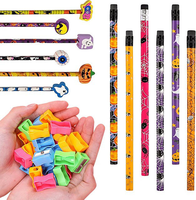 ZYF Halloween HB Bleistifte mit bunten Anspitzern, 12er Paket, Mehrfarbig - Bild 1