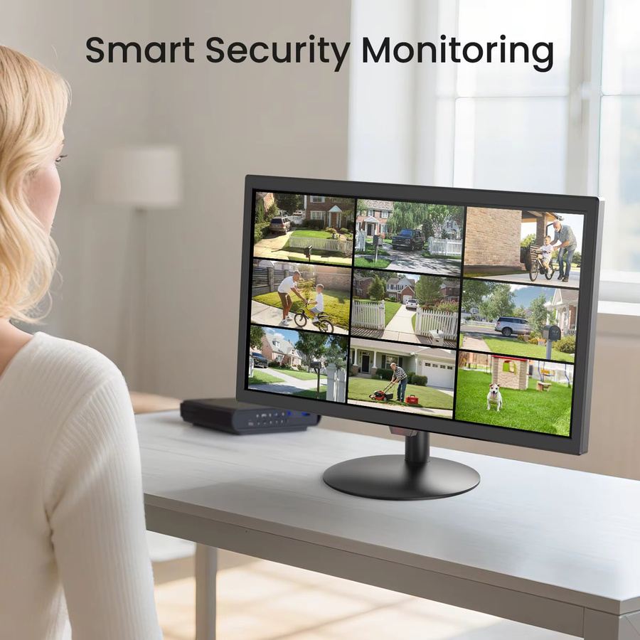 Eyoyo Desktop-Monitor 21,5 Zoll Full HD mit 75 Hz, LED-Bildschirm in Schwarz mit HDMI, VGA, AV, BNC und USB sowie integrierten Lautsprechern für CCTV-NVR - Bild 6