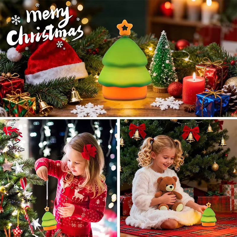LINYILIGHT Weihnachten Nachtlicht aus Silikon mit 7 Farbwechseln, Schneemann und Socken Design, RGB LED Tischlampe für Kinderzimmer - Bild 4