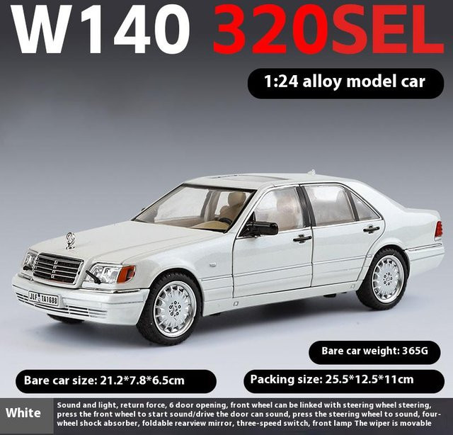 Linyi toy car Mercedes Benz W140 320Sel Classic Limousine, Modellauto, 1:24, mit Licht und Sound, ab 14 Jahren - Bild 1