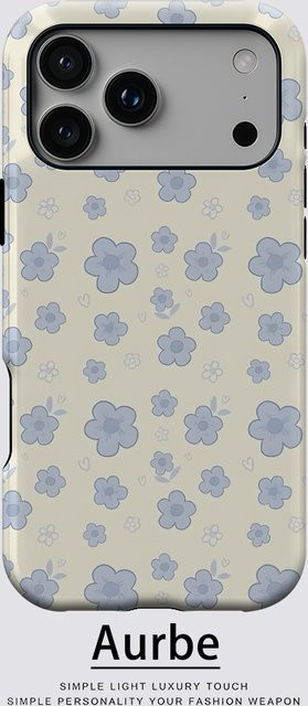 Robuste Magnetische Handyhülle von Potdemiel mit hellblauem Blumenmuster für iPhone 17 16 15 14 13 Pro Max Plus - Bild 1