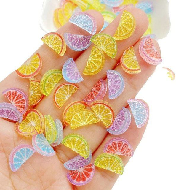 50 Stück Cartoon-Mini-Orangenscheiben, Harz-Anhänger, Nagelkunst-Dekoration - Bild 1