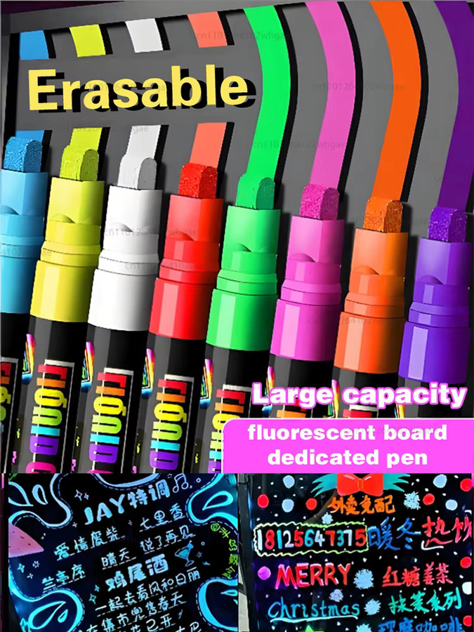 Fluoreszierender Tafelstift als flüssige Kreide in Mehrfarben, wasserlöschbar und staubfrei für Graffiti und Werbung - Bild 6
