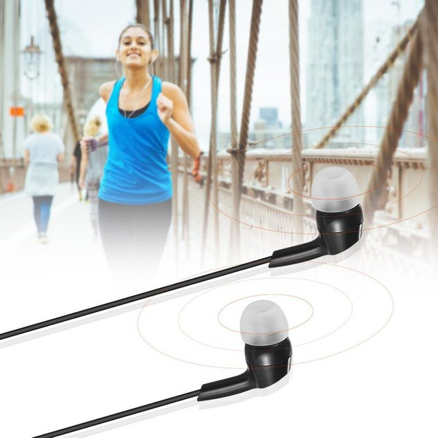 Andoer In-Ear-Kopfhörer mit 3,5-mm-Stecker, kabelgebundene Ohrhörer für Smartphone, PC und Laptop, Schwarz - Bild 1