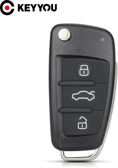 KEYYOU Ersatzgehäuse für Audi Fernbedienung Autoschlüssel in Schwarz ohne Logo - Bild 1