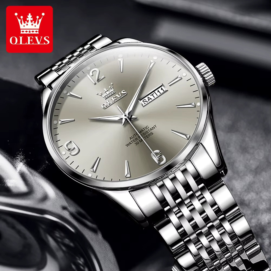 OLEVS Armbanduhr Edelstahl, Automatik, Silber, Herren - Bild 2