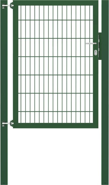 Einzeltor Flexo Plus in Grün mit Pfosten aus Stahl, Breite: 100 cm, Höhe: 140 cm, Pfosten: 80 x 80 cm - Bild 1