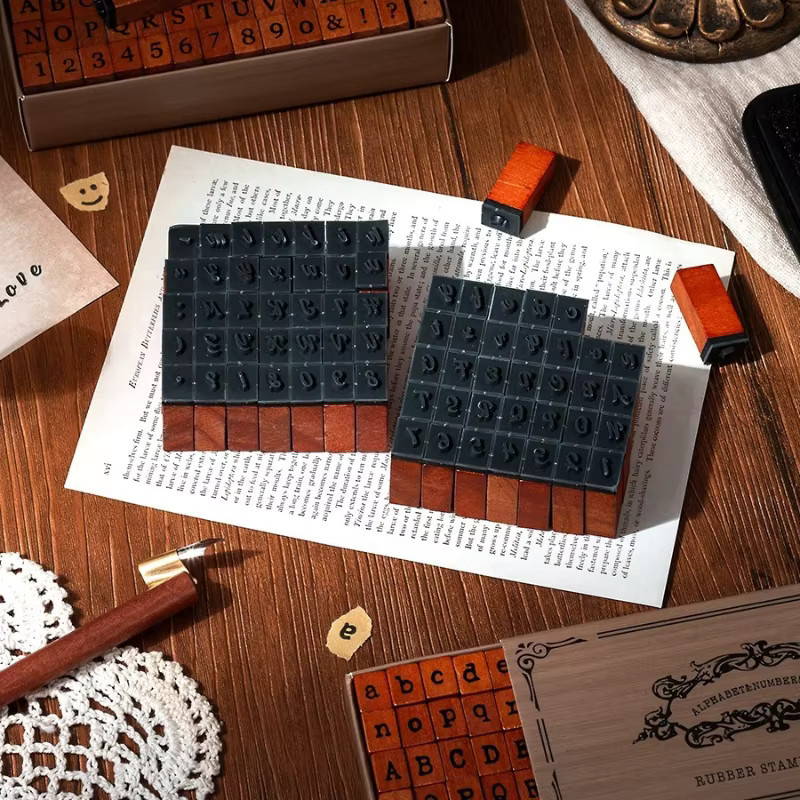 Dekorative Druckmaterialien aus Holz mit 70 Zeit-Zaubersprüchen, Retro-Buchstaben und englischen Zahlen für deinen Schulbedarf - Bild 4