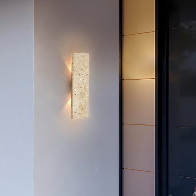Pumous LED Wandleuchte im Naturstein-Design für Außen und Innen, wasserdichte Wandbeleuchtung - Bild 1