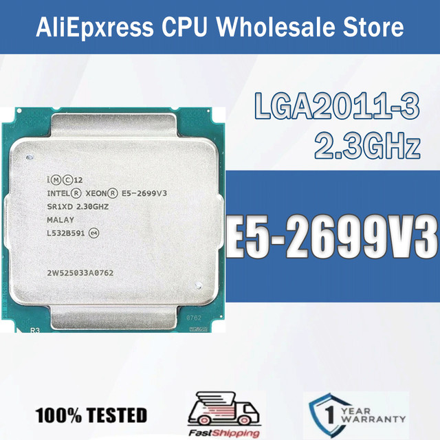 Intel Xeon E5-2699V3 Prozessor mit 2,3 GHz, 18 Kernen und 36 Threads, LGA 2011-3, Silber - Bild 1