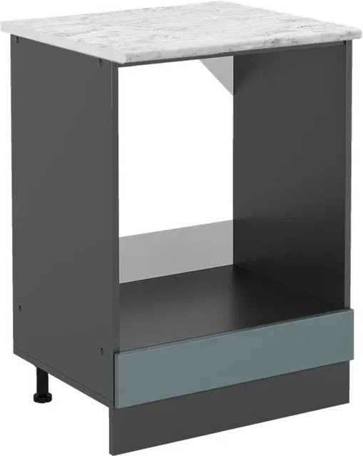 Vicco R-Line Herdbauschrank in Blau-Grau/Anthrazit mit Marmor-Optik, Breite: 60 cm, Höhe: 81,6 cm, Tiefe: 46 cm - Bild 1