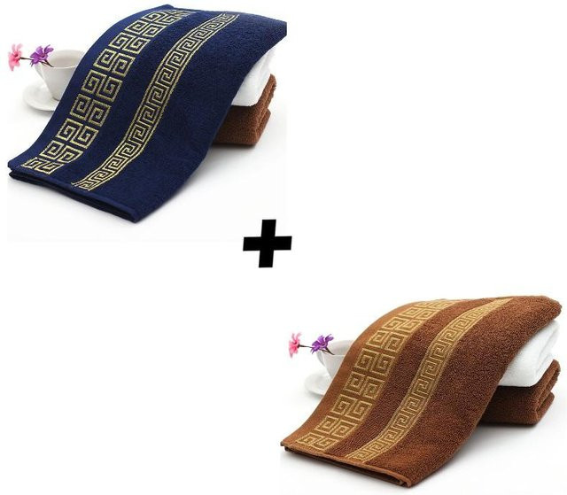 2er Set Badehandtuch aus 100% Baumwolle mit Waschlappen für Erwachsene, B/H: 34 x 75 cm - Bild 1
