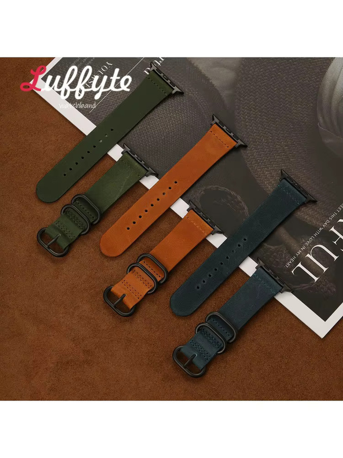 Luffyte Uhrenarmband Leder, Vintage, Herren - Bild 2