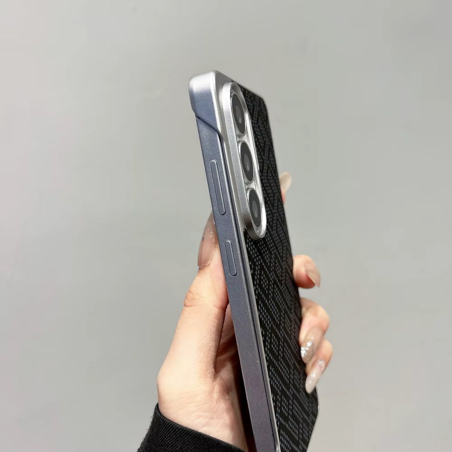 Schutzhülle mit Kevlar-Textur und magnetischem Rahmen für Samsung Galaxy S26 Ultra und Galaxy S25 Ultra Plus in Schwarz - Bild 4