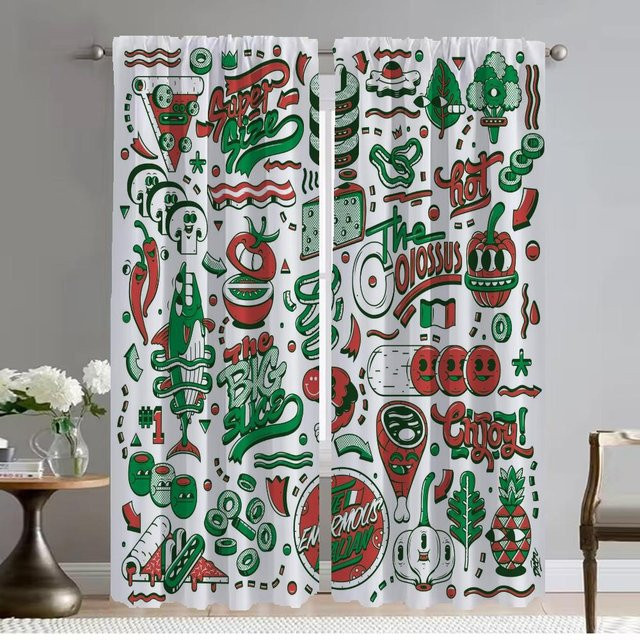 2er-Set Graffiti Kunst Raumteiler aus Tüll, halbtransparente Vorhänge für Schlafzimmer und Dekoration, B: 50 cm, H: 70 cm, Mehrfarbig - Bild 1