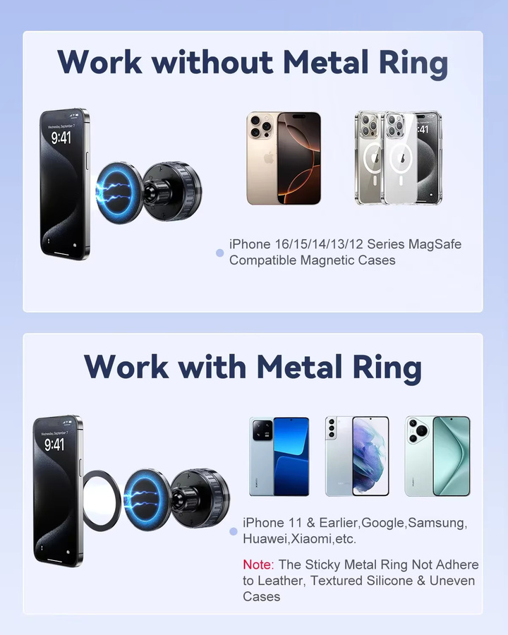 Oatsbasf Magnetischer Vakuum-Saugnapf-Telefonhalter in Schwarz, tragbare 720 Grad drehbare Adsorptions-Autotelefonhalterung für iPhone 16/15/14 - Bild 6