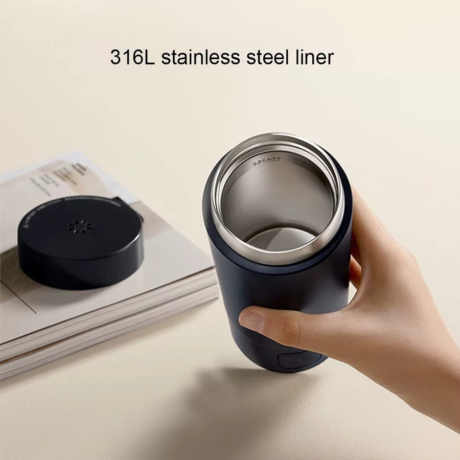 Xiaomi Mijia Tragbarer Elektrischer Wasserkocher 2 in 1 Reise-Wasserkocher und Isolierbecher, Weiß, 350 ml, 6 Temperaturstufen, 300 W, Edelstahl - Bild 3