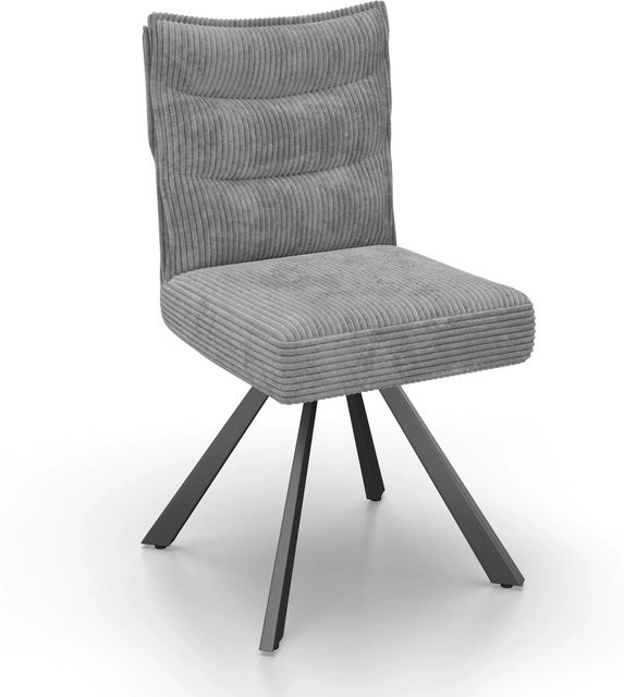 Bessagi Home Stuhl Fina Grau Cord Drehbar Gepolstert mit Metallgestell - Bild 1