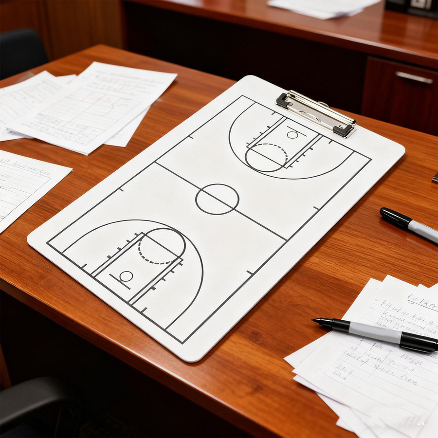 Igeteck Basketball Coaching Whiteboard Klemmbrett aus PVC in Weiß für Spielzüge und Trainingsplanung - Bild 2